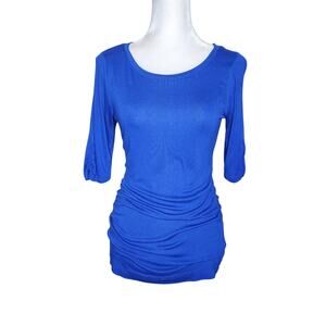 🌻3 for $18 Limited Blue Gathered 1/2 Sleeve T Shirt Women's Size Sma;;